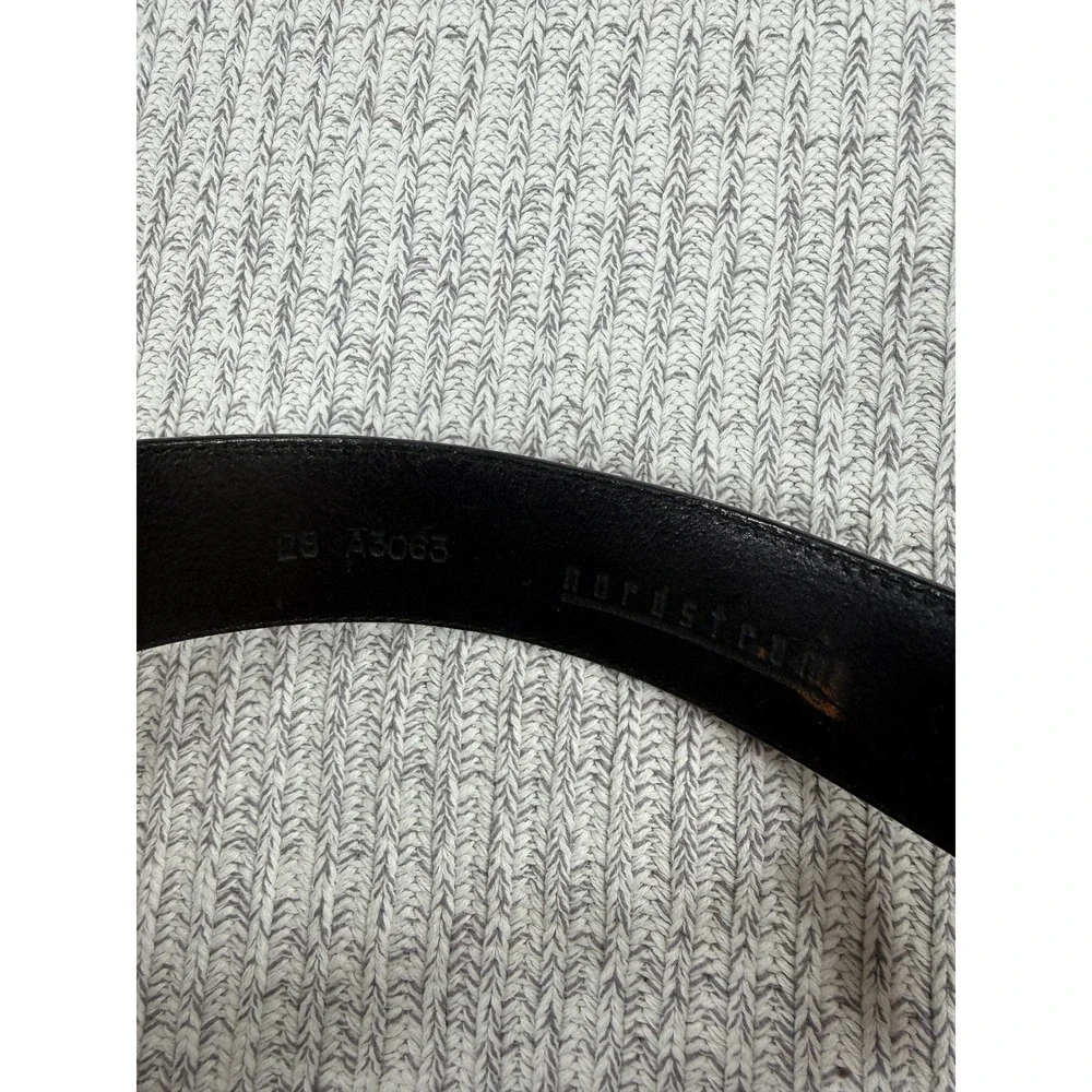 Nordstrom Western Belt Womens 28 Black Leather Silver Engraved Hardware